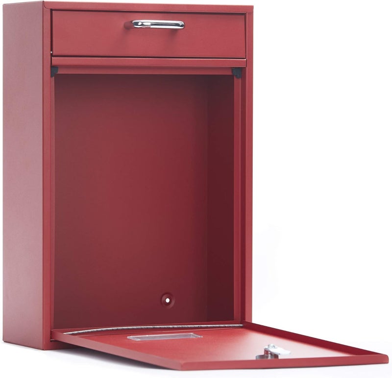 Yulli Wall Mounted Locking Vertical Dropbox Mailbox - Safe and Secure | Made with Galvanized Steel (Large, Red) - Image 3